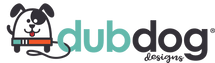Logo of dubdog designs with a cartoon dog character on a white background